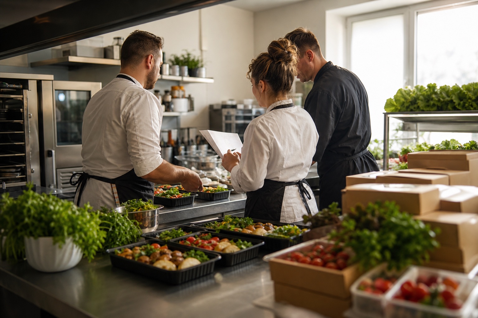 Zespół Pycha Catering przy przygotowywaniu posiłków